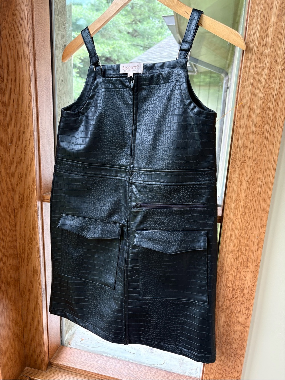 Biscotti Black Faux Croc Dress with Front Pockets size 10